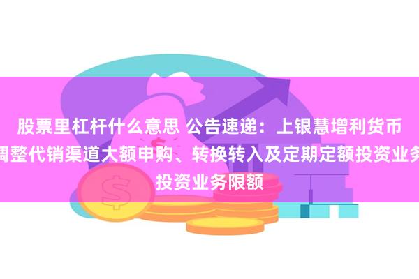 股票里杠杆什么意思 公告速递：上银慧增利货币基金调整代销渠道